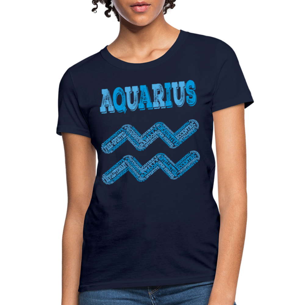 Women's Power Words Aquarius T-Shirt - navy