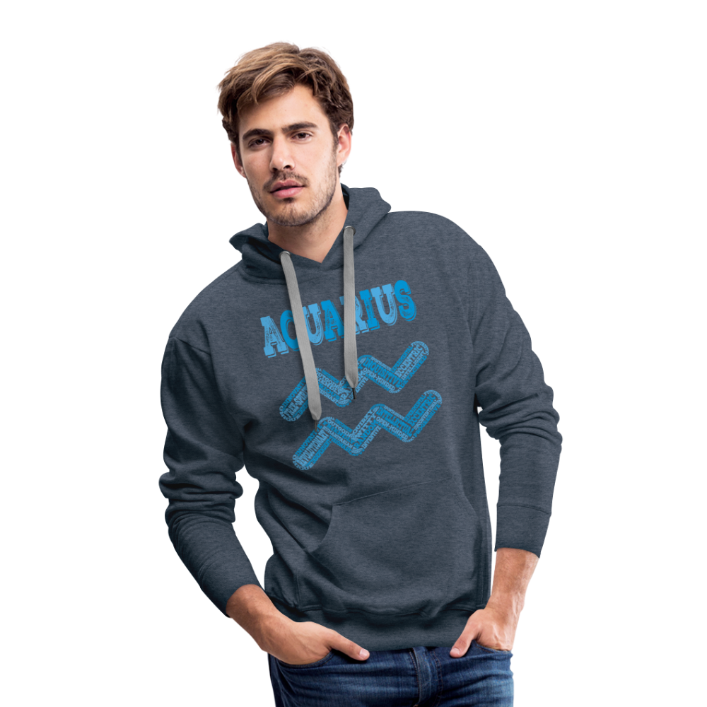 Men's Power Words Aquarius Premium Hoodie - heather denim