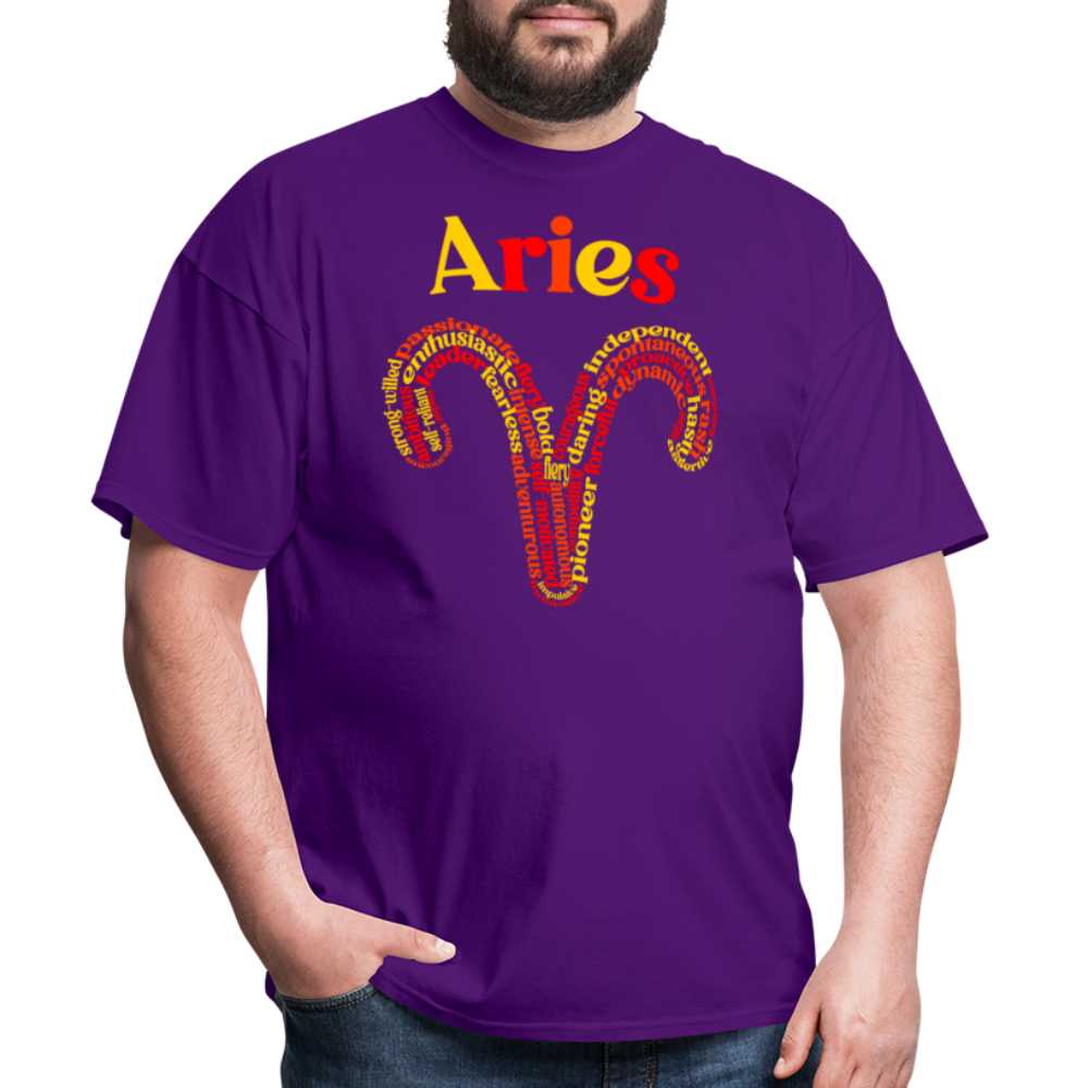 Men's Power Words Aries Classic T-Shirt - purple