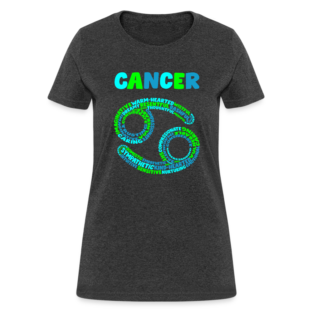 Women's Power Words Cancer T-Shirt - heather black