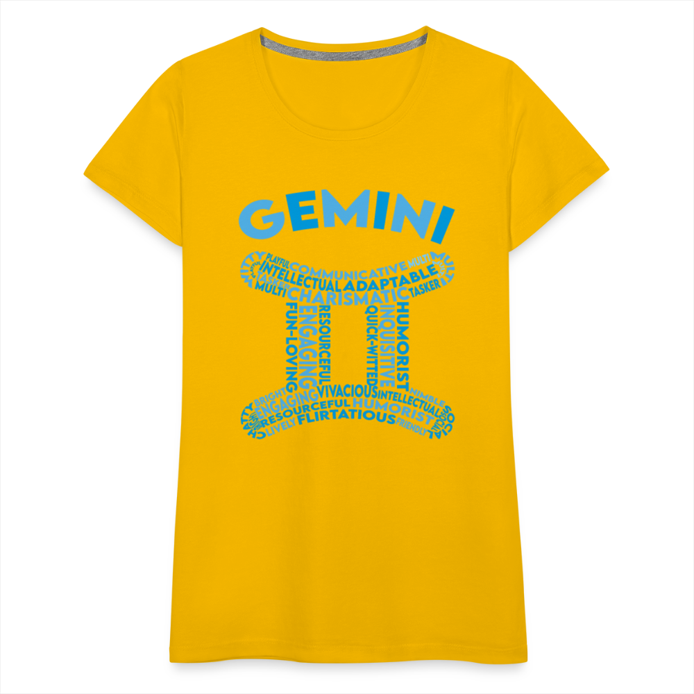 Women's Power Words Gemini Premium T-Shirt - sun yellow