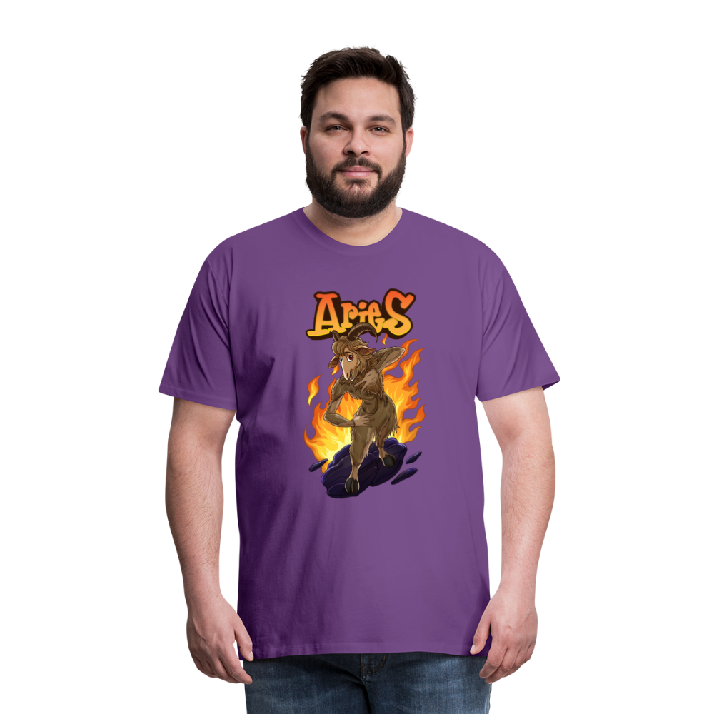 Men's Fiery Aries Premium T-Shirt - purple