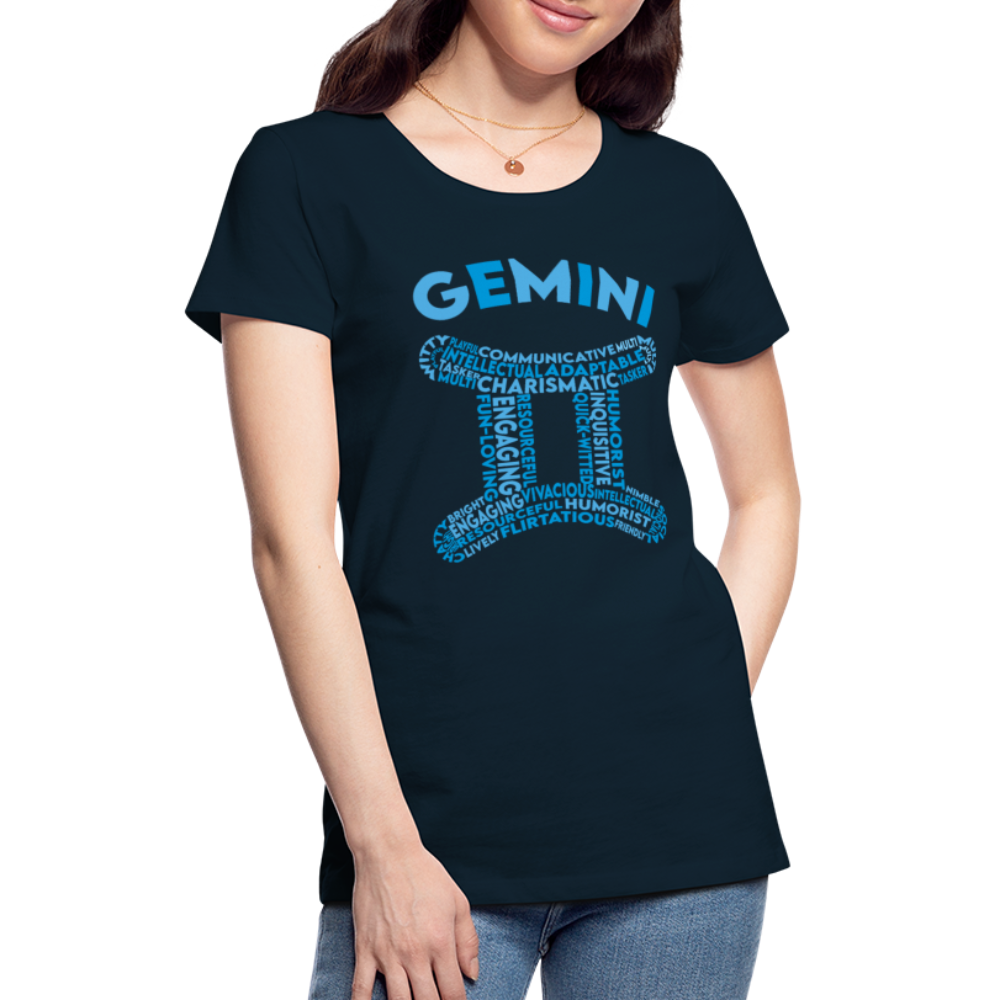 Women's Power Words Gemini Premium T-Shirt - deep navy