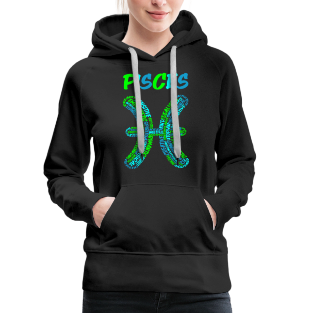 Women's Power Words Pisces Premium Hoodie - black