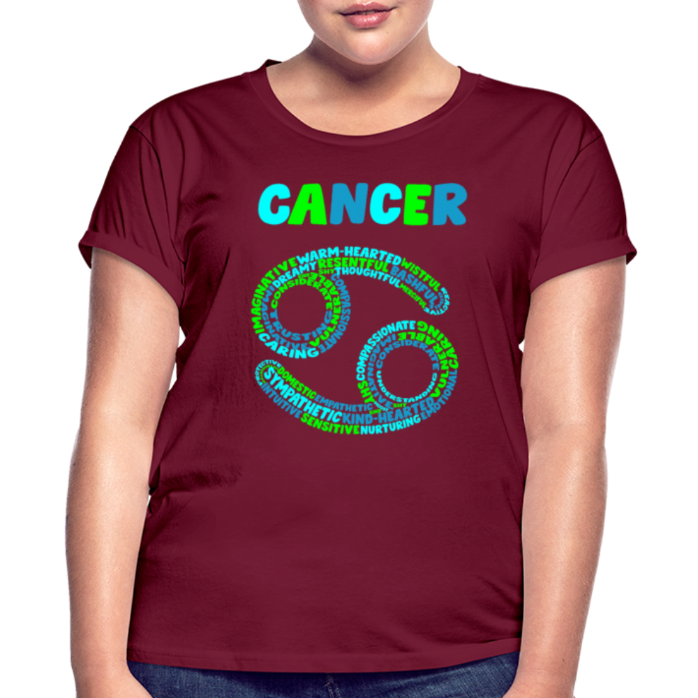 Women's Power Words Cancer Relaxed Fit T-Shirt - burgundy