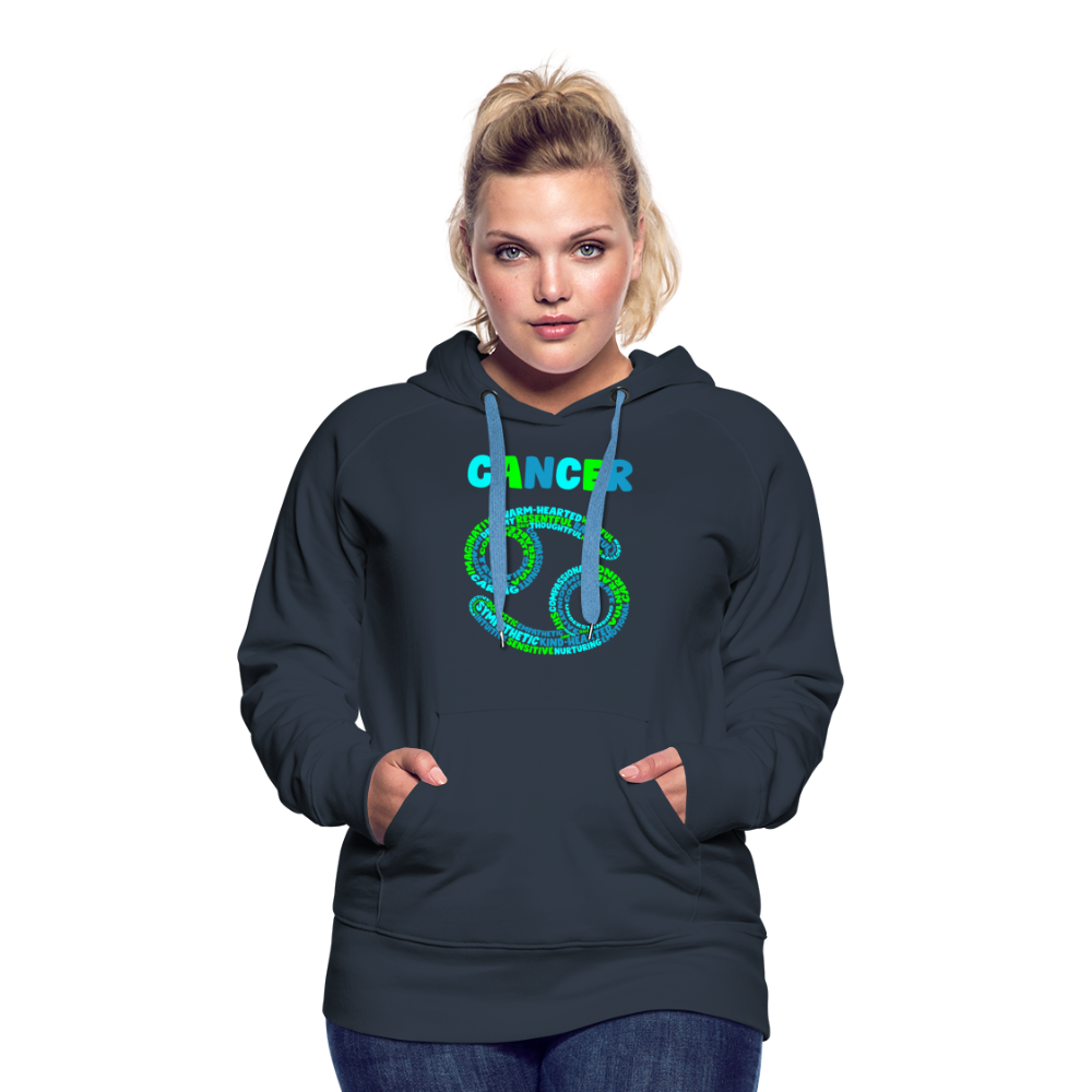 Women's Power Words Cancer Premium Hoodie - navy