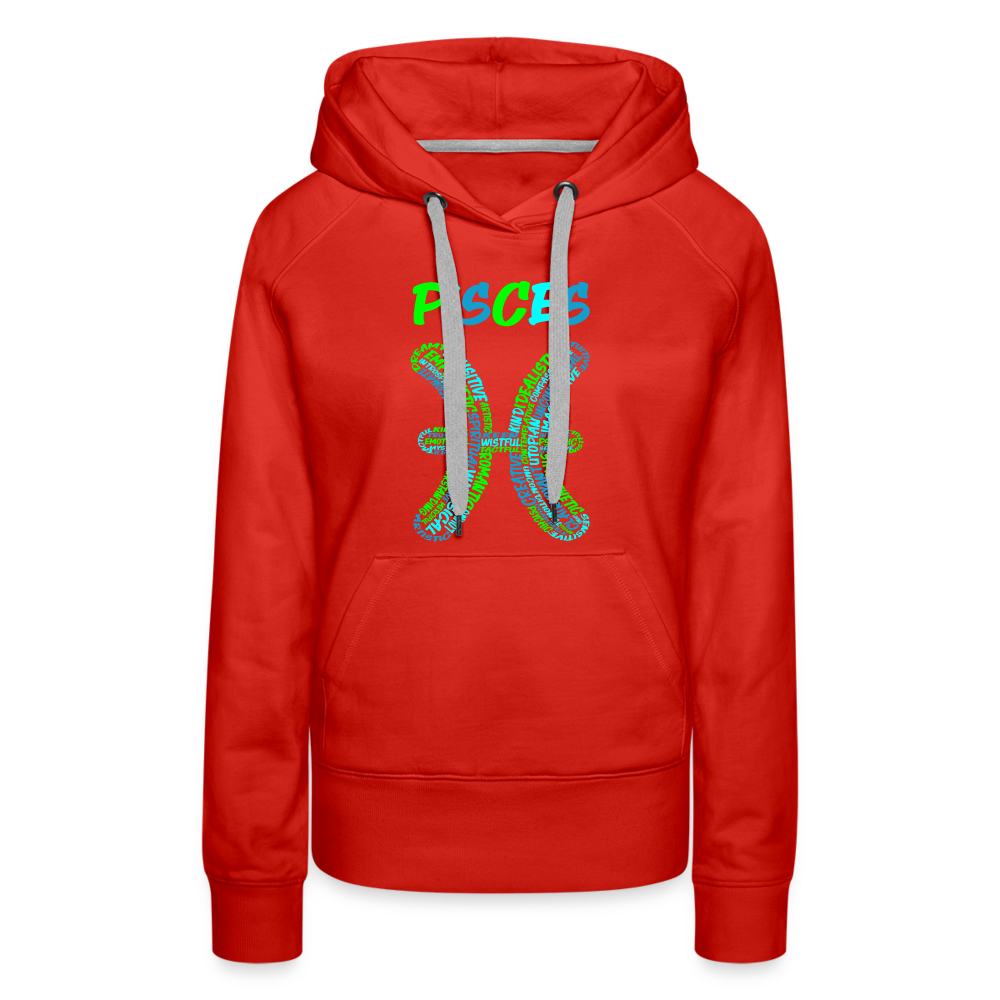 Women's Power Words Pisces Premium Hoodie - red