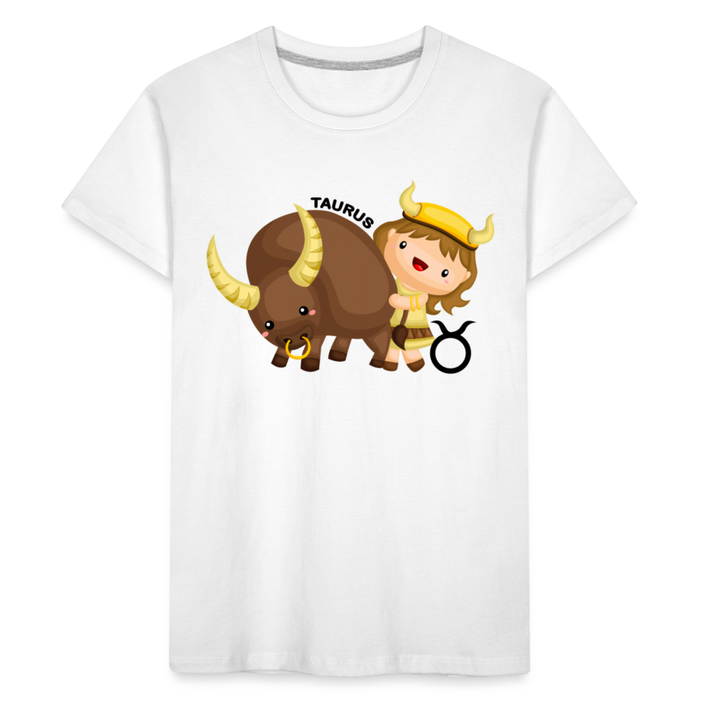 Kid’s Astro Girl Taurus Premium Organic T-Shirt - white