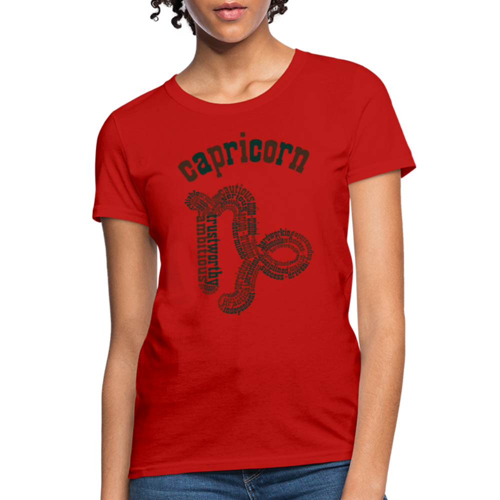 Women's Power Words Capricorn T-Shirt - red