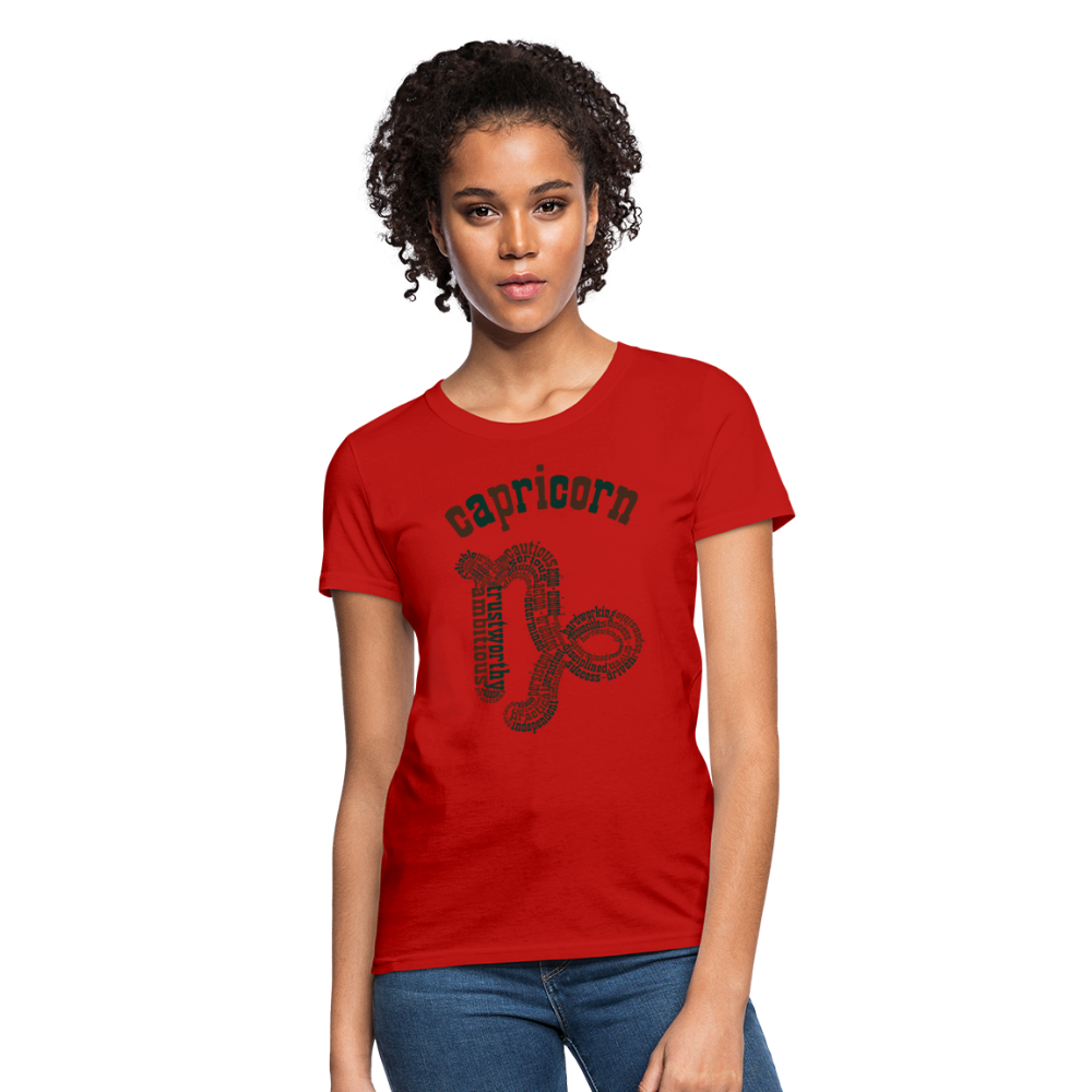 Women's Power Words Capricorn T-Shirt - red