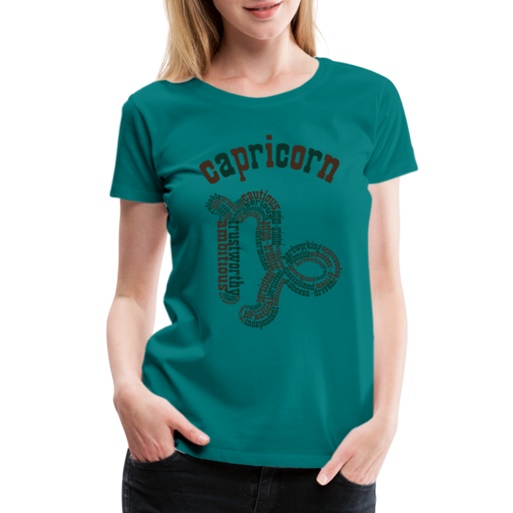 Women's Power Words Capricorn Premium T-Shirt - teal