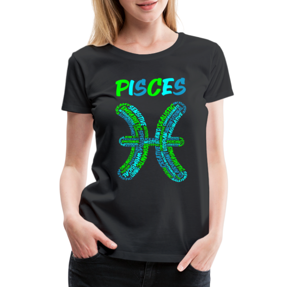 Women's Power Words Pisces Premium T-Shirt - black