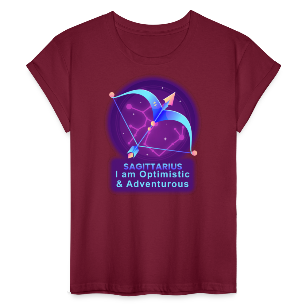 Women's Neon Sagittarius Relaxed Fit T-Shirt - burgundy