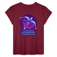 Thumbnail for Women's Neon Sagittarius Relaxed Fit T-Shirt - burgundy