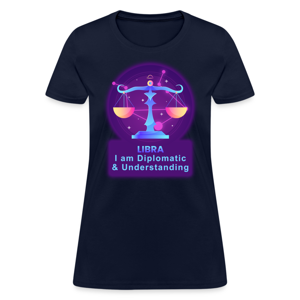 Women's Neon Libra T-Shirt - navy