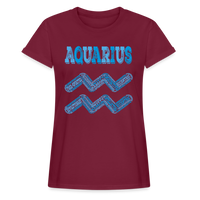 Thumbnail for Women's Power Words Aquarius Relaxed Fit T-Shirt - burgundy