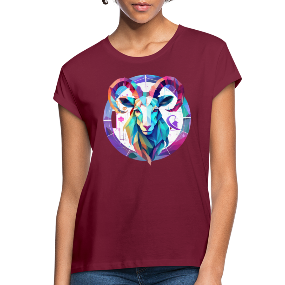 Women's Mythical Aries Relaxed Fit T-Shirt - burgundy