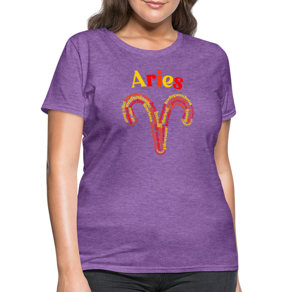 Women's Power Words Aries T-Shirt - purple heather