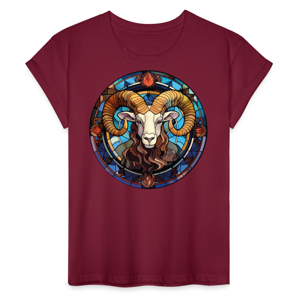 Women's Mosaic Aries Relaxed Fit T-Shirt - burgundy