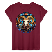 Thumbnail for Women's Mosaic Aries Relaxed Fit T-Shirt - burgundy