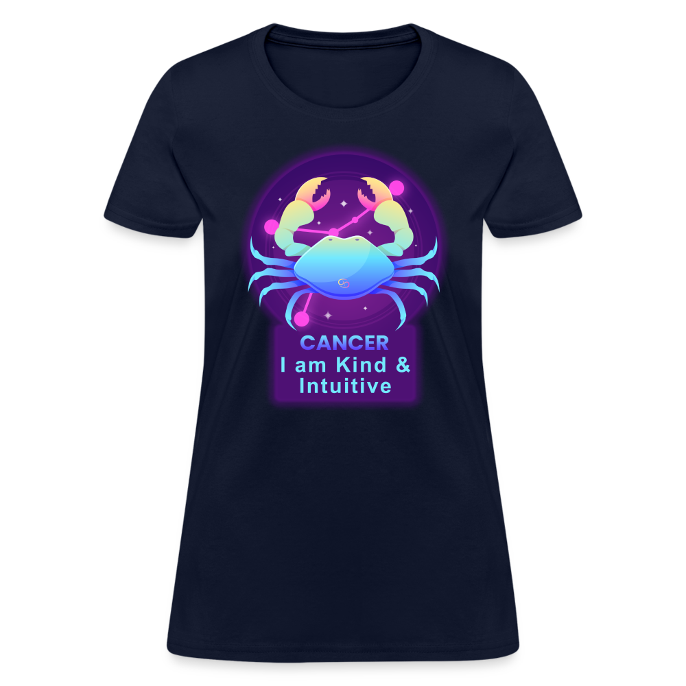 Women's Neon Cancer T-Shirt - navy