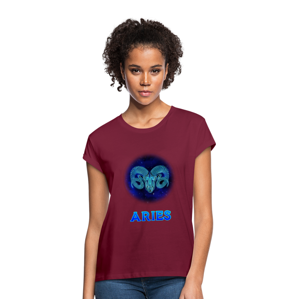 Women's Aries Relaxed Fit T-Shirt - burgundy