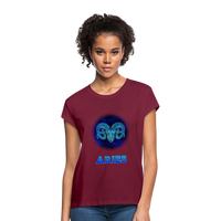 Thumbnail for Women's Aries Relaxed Fit T-Shirt - burgundy