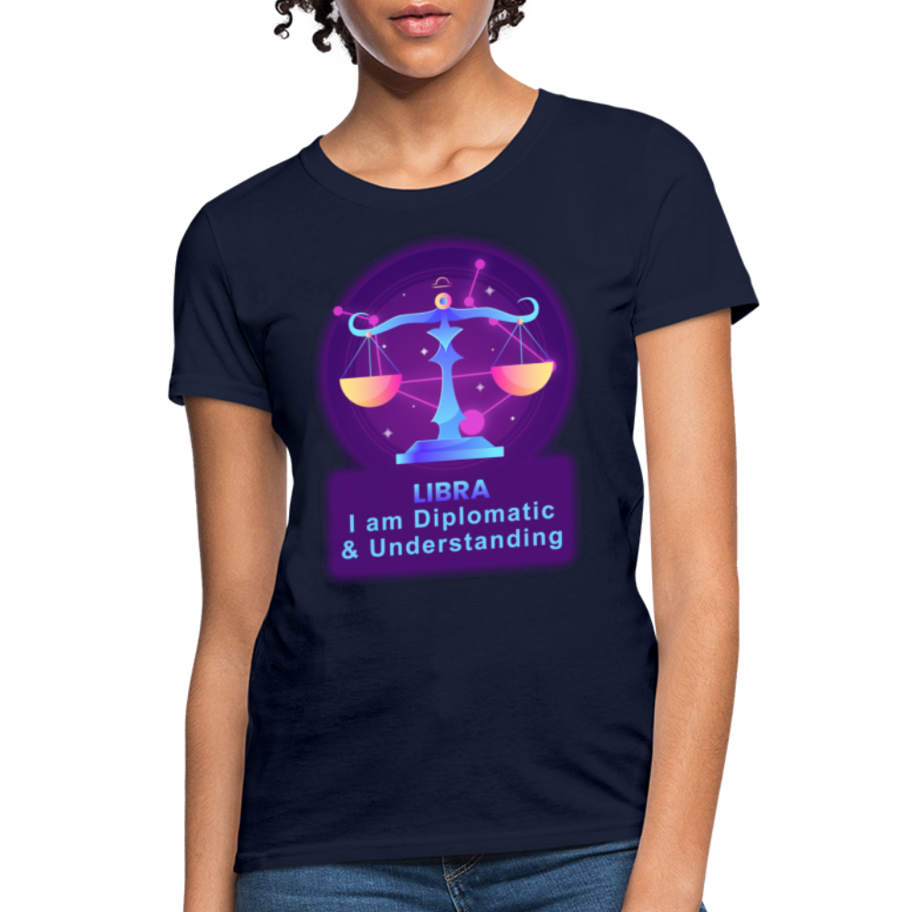 Women's Neon Libra T-Shirt - navy