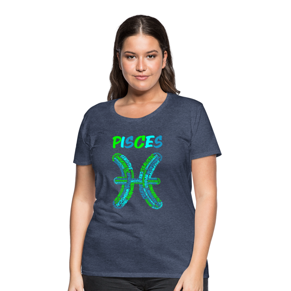 Women's Power Words Pisces Premium T-Shirt - heather blue