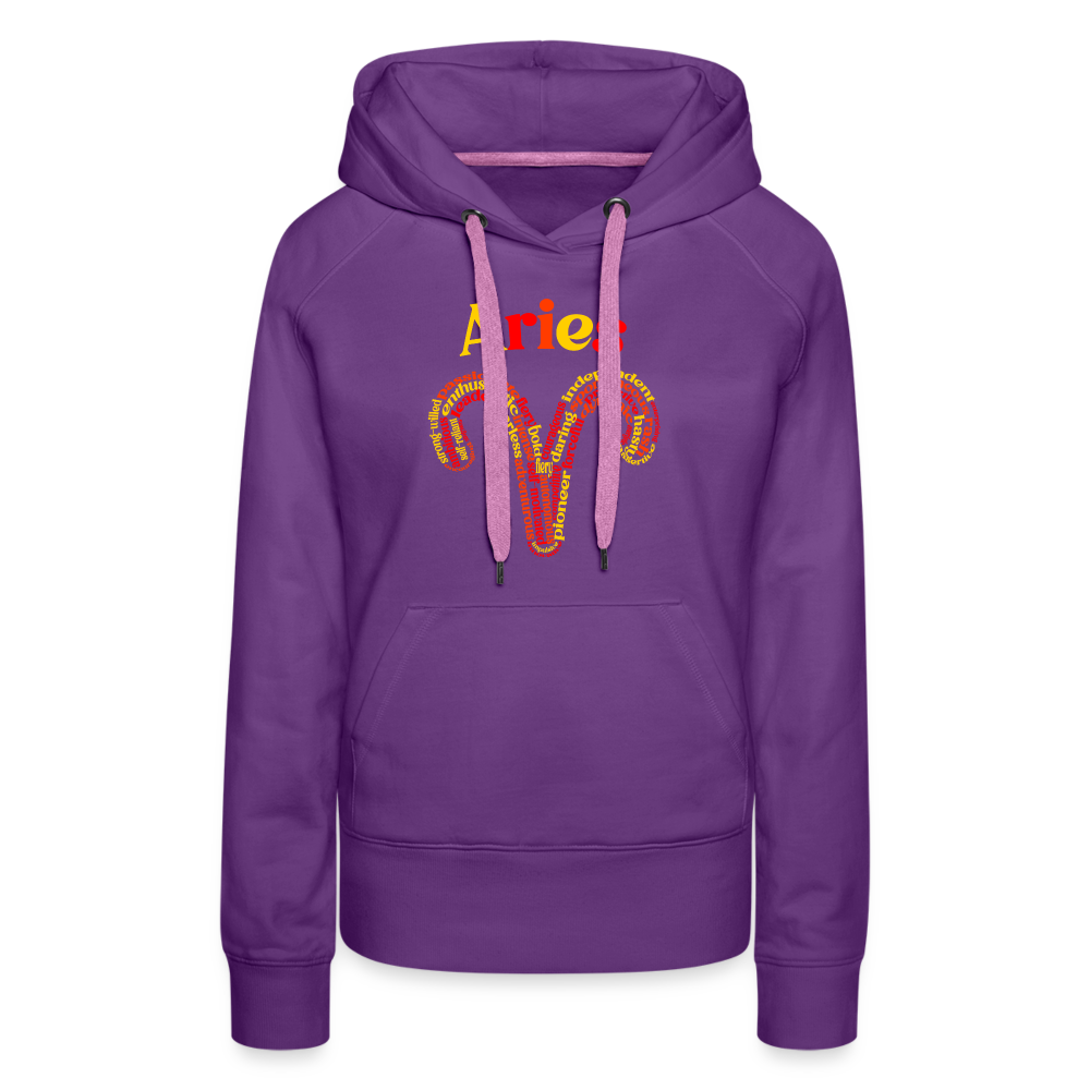 Women's Power Words Aries Premium Hoodie - purple 