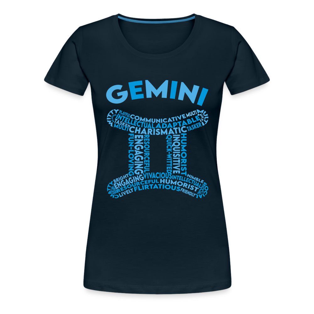 Women's Power Words Gemini Premium T-Shirt - deep navy