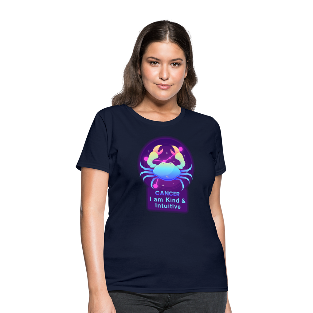 Women's Neon Cancer T-Shirt - navy