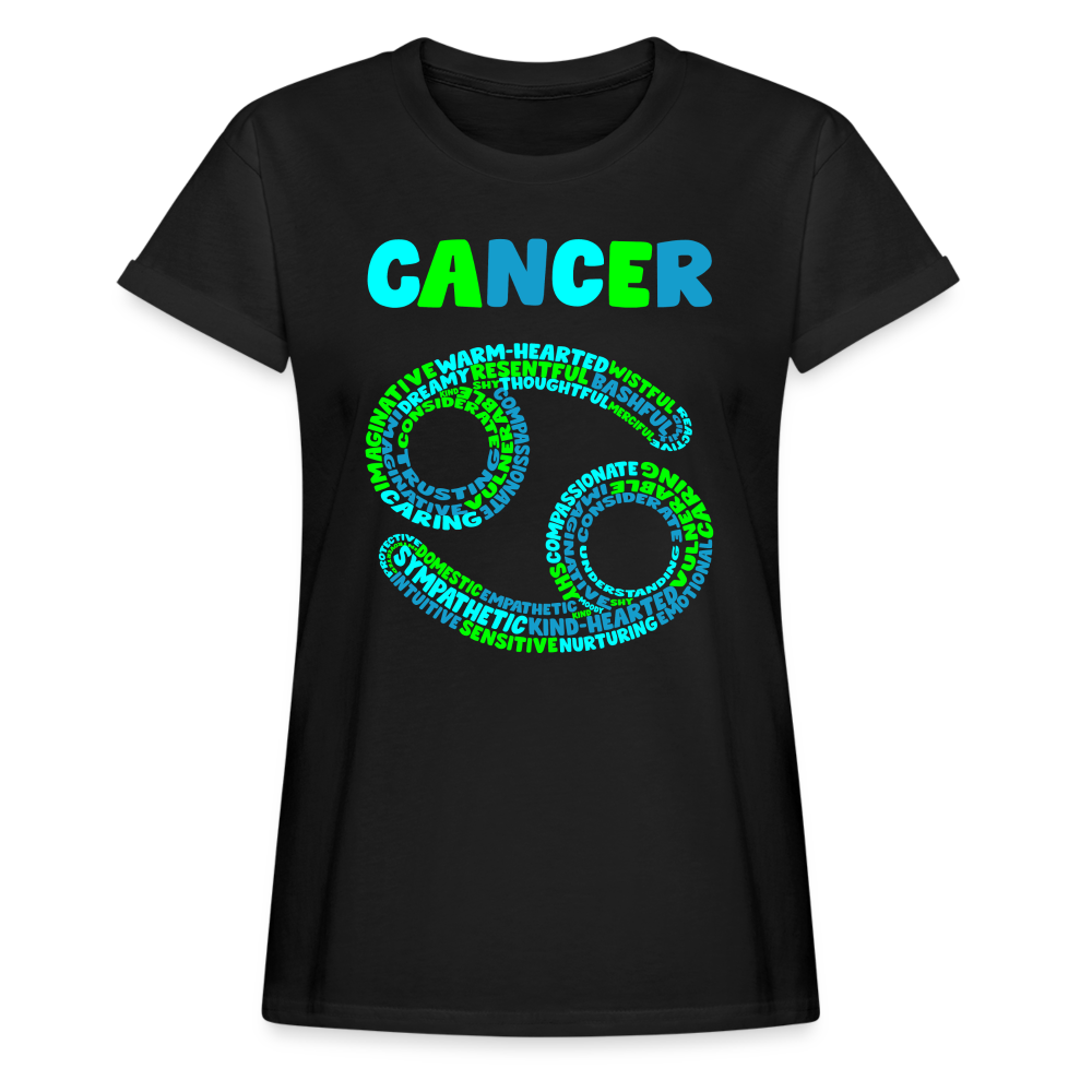 Women's Power Words Cancer Relaxed Fit T-Shirt - black