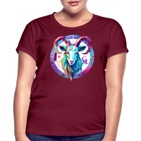 Thumbnail for Women's Mythical Aries Relaxed Fit T-Shirt - burgundy