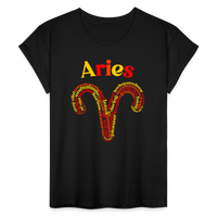 Thumbnail for Women's Power Words Aries Relaxed Fit T-Shirt - black