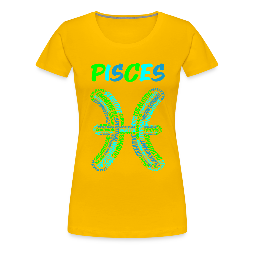 Women's Power Words Pisces Premium T-Shirt - sun yellow