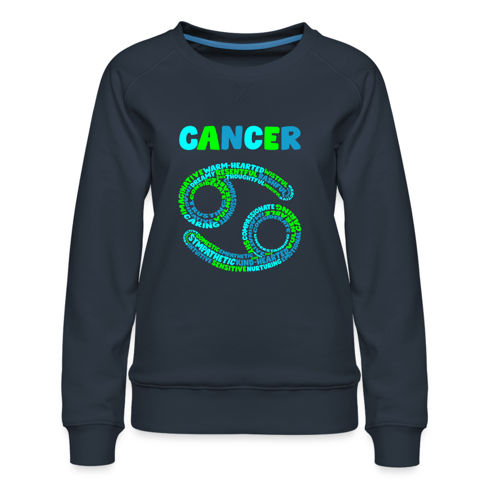 Women's Power Words Cancer Premium Sweatshirt - navy