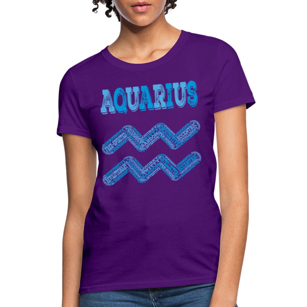 Women's Power Words Aquarius T-Shirt - purple