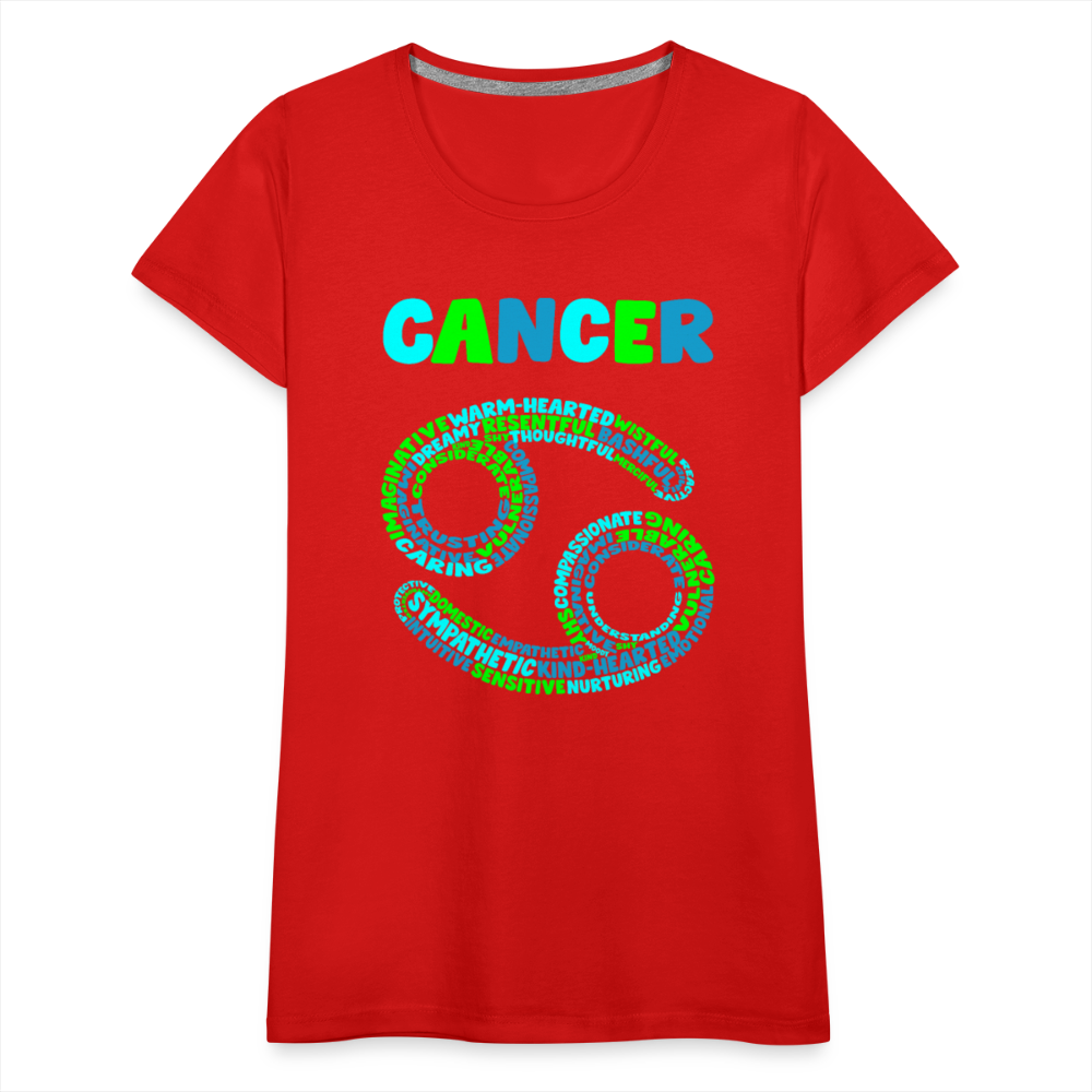 Women's Power Words Cancer Premium T-Shirt - red