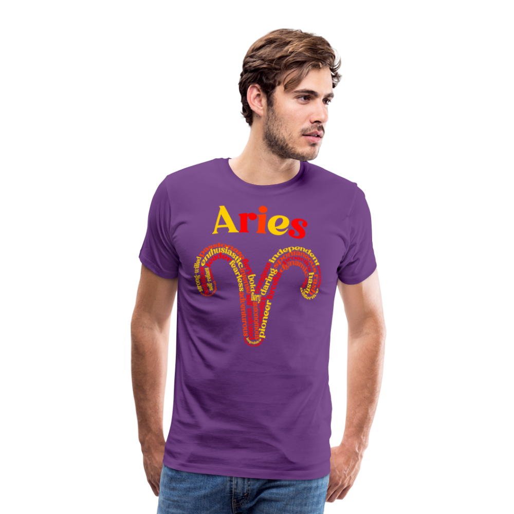 Men's Power Words Aries Premium T-Shirt - purple