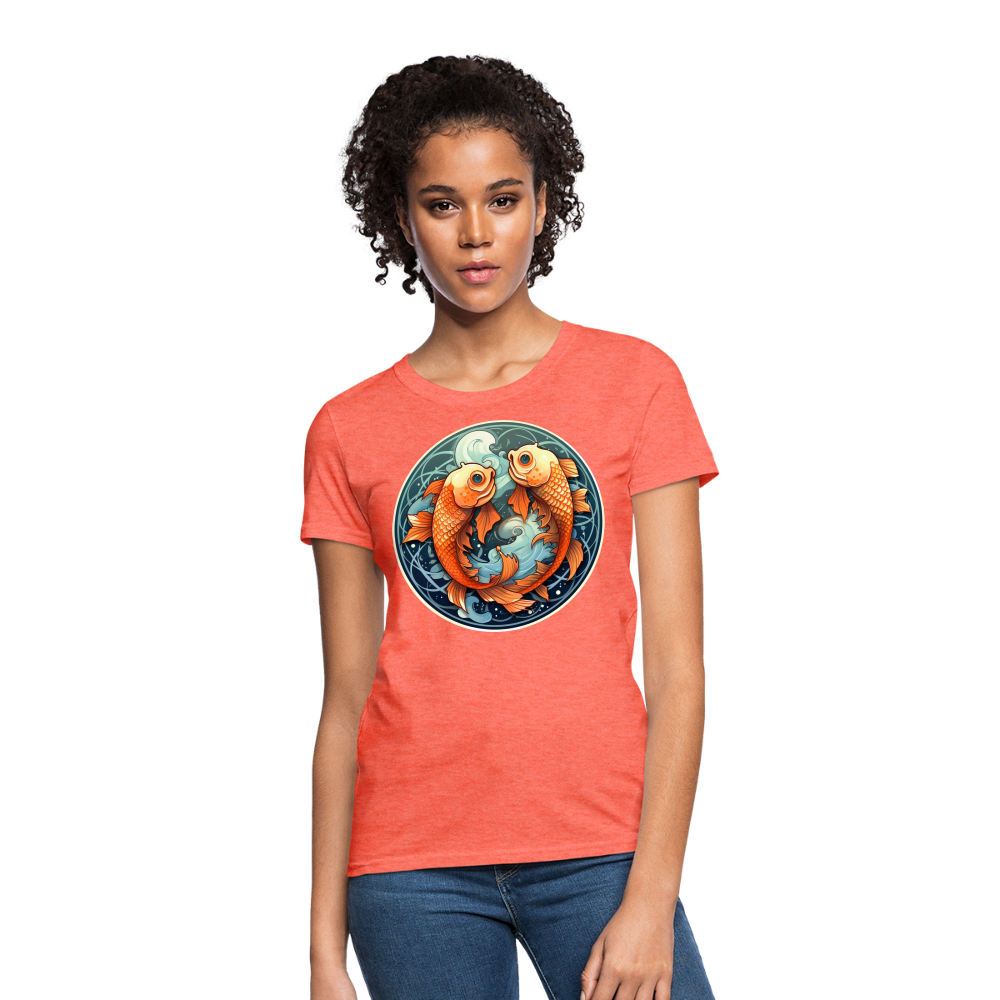 Women's Symbol Pisces T-Shirt - heather coral