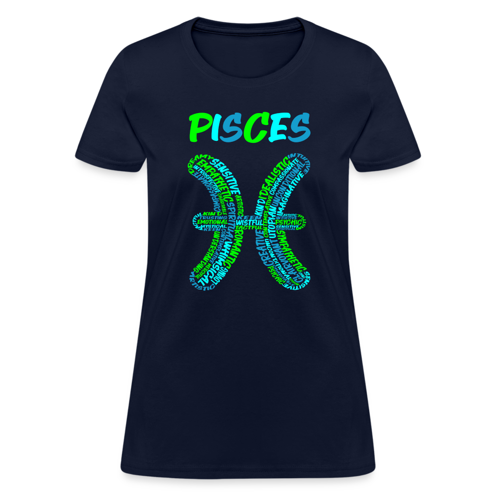 Women's Power Words Pisces T-Shirt - navy