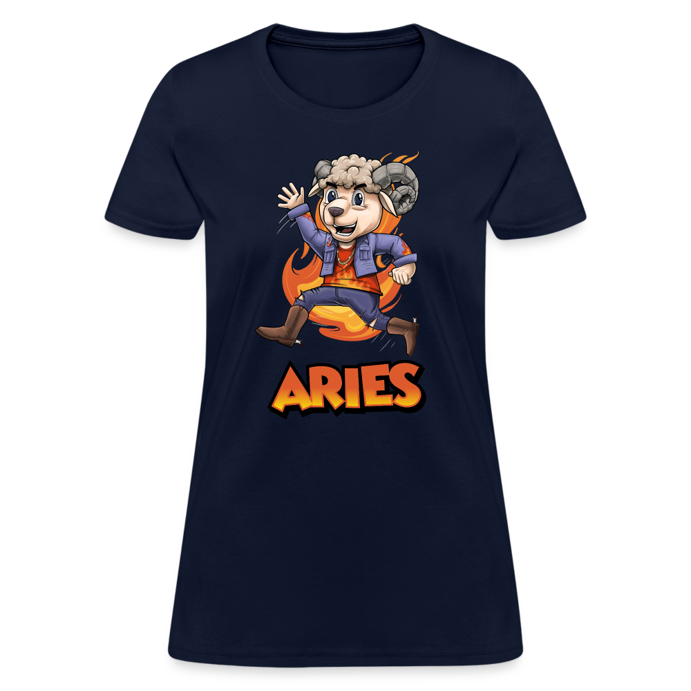 Women's Playful Aries T-Shirt - navy