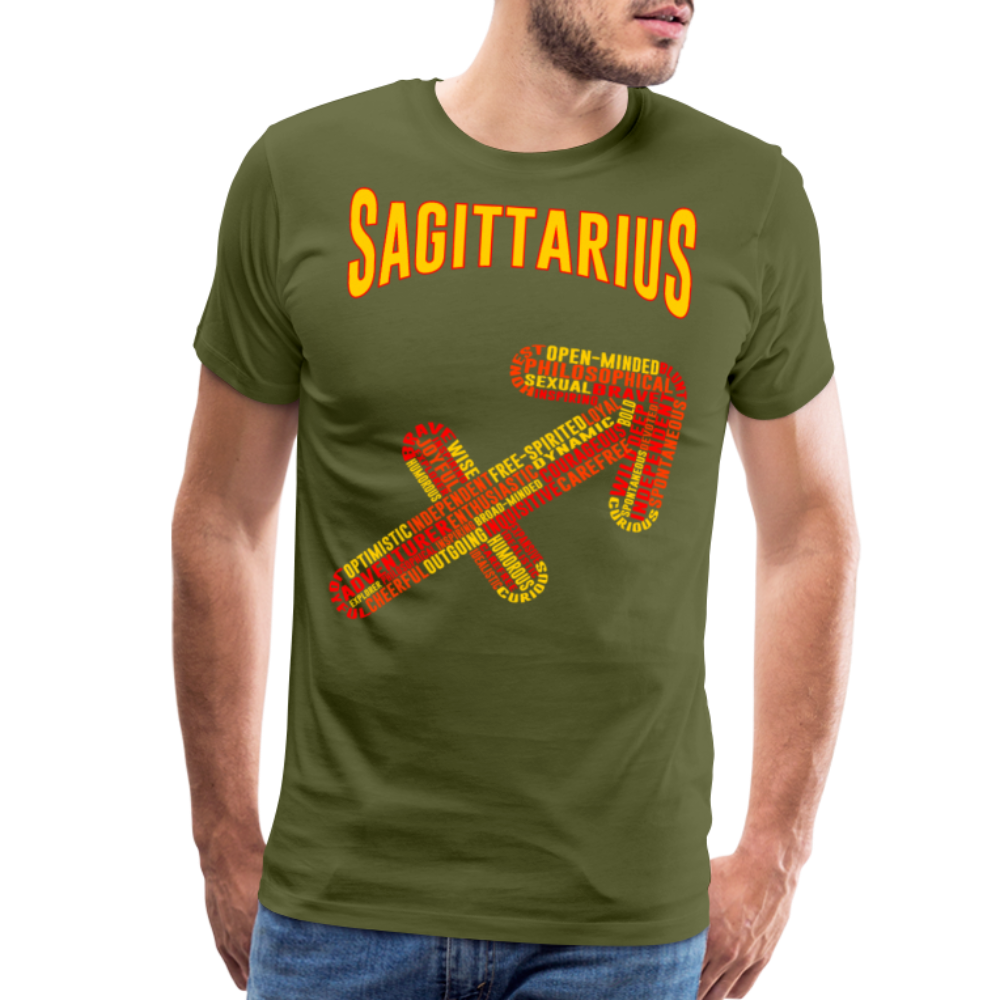 Men's Power Words Sagittarius Premium T-Shirt - olive green