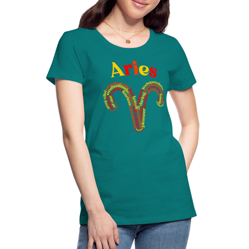 Women's Power Words Aries Premium T-Shirt - teal