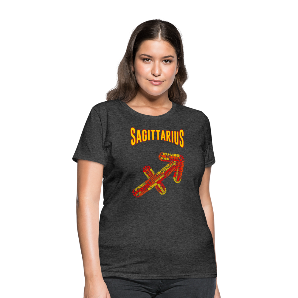 Women's Power Words Sagittarius T-Shirt - heather black