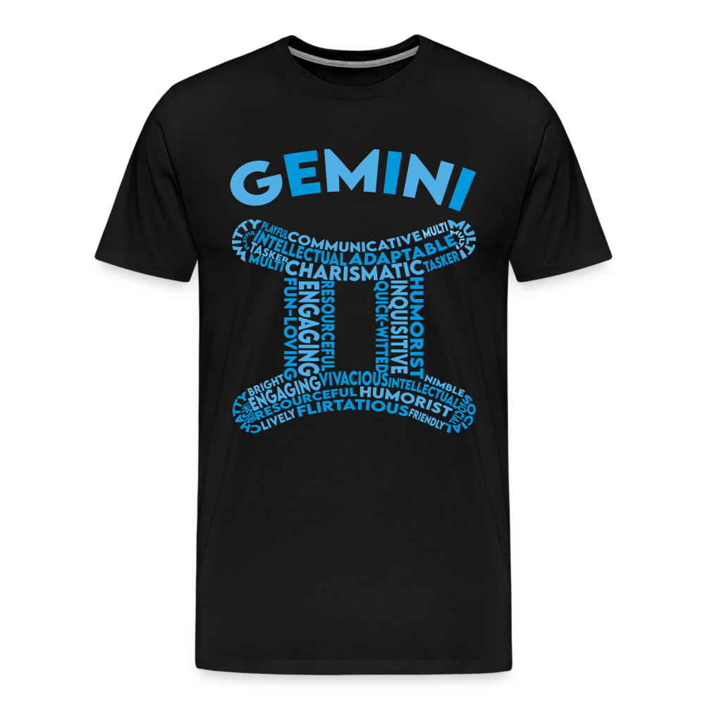 Men's Power Words Gemini Premium T-Shirt - black