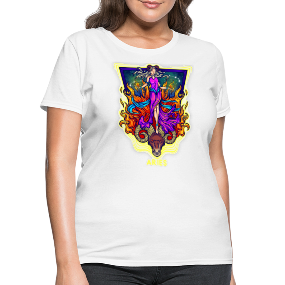 Women's Cosmic Aries Design T-Shirt - white