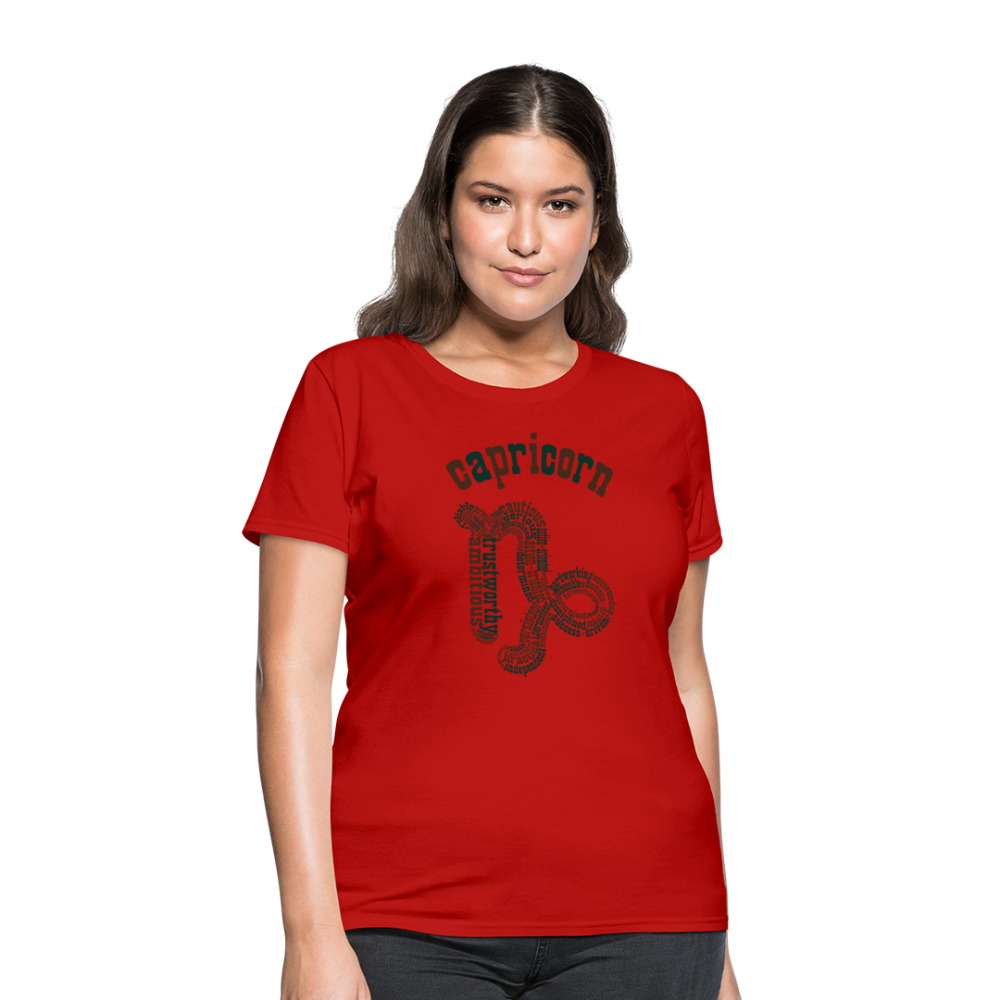 Women's Power Words Capricorn T-Shirt - red