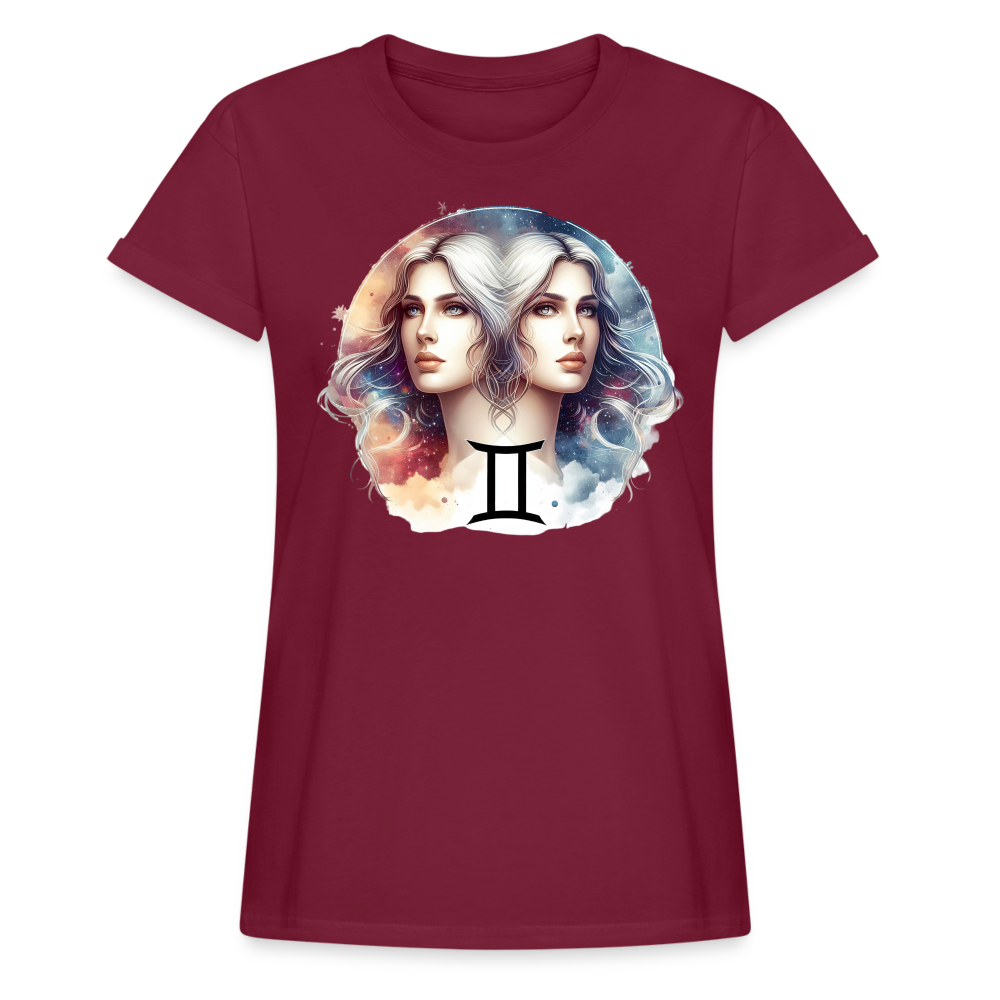 Women's Mythical Gemini Relaxed Fit T-Shirt - burgundy